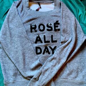 Betsy Johnson “Rosé All Day” Grey Sweatshirt